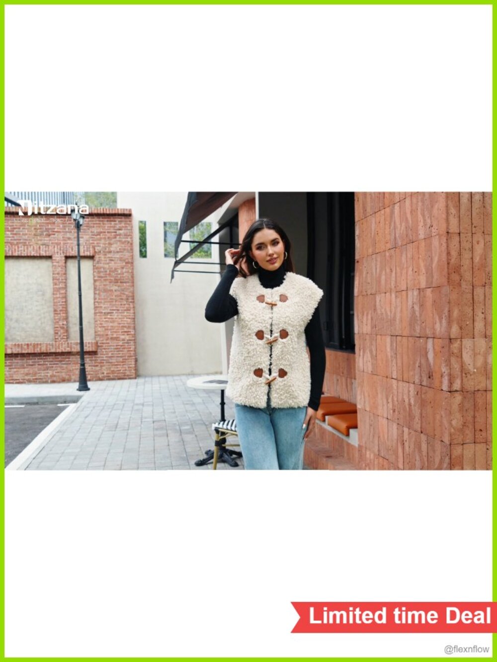 Sleeveless Fuzzy Fleece Vest Sherpa Jacket Women's Warm Toggle Button - Picture 6 of 6